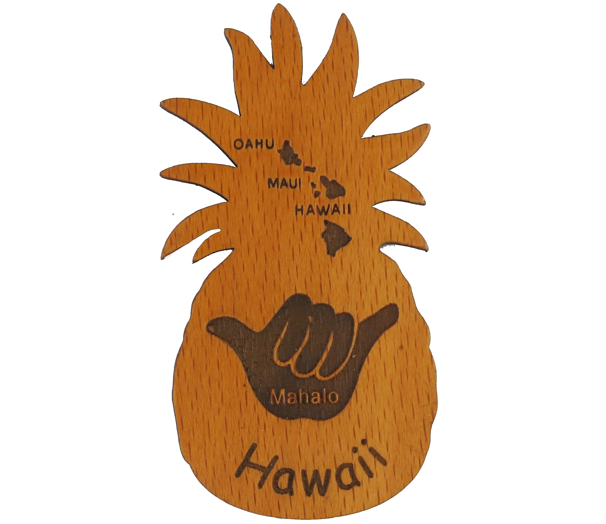 "Hawaii" Shaka, Turtle & Island Map Pineapple Shape Magnet 8x4cm