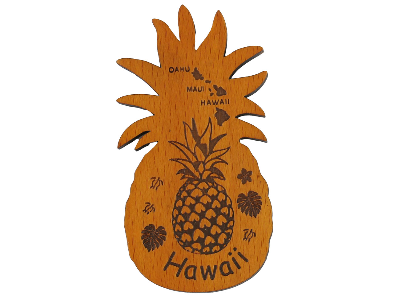 "Hawaii" Pineapple & Island Map Pineapple Shape Magnet 8x4cm