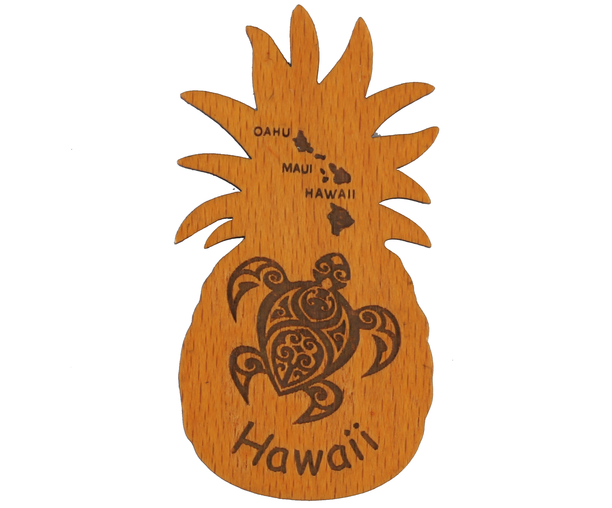 "Hawaii" Turtle & Island Map Pineapple Shape Magnet 8x4cm