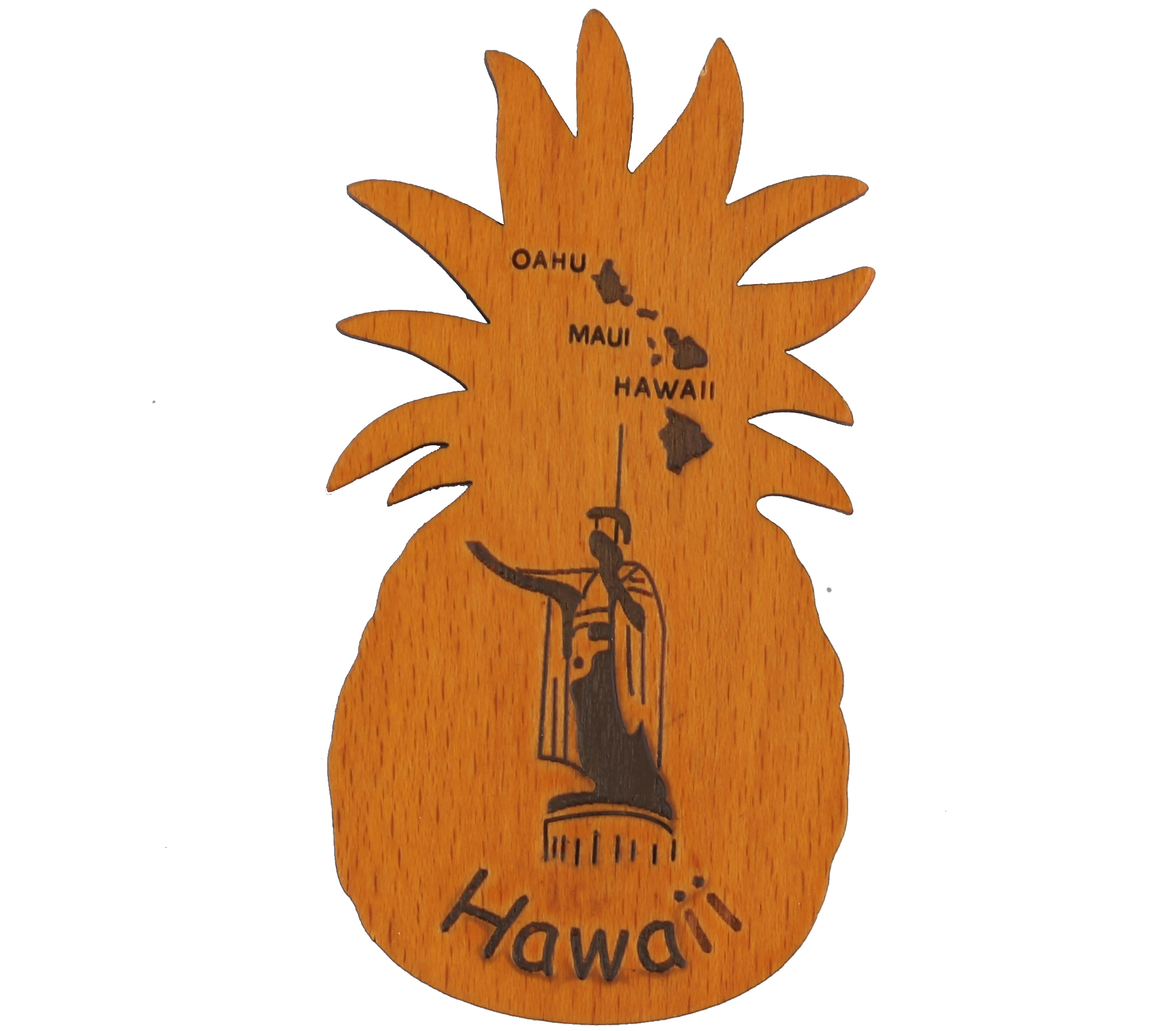 "Hawaii" King Kam & Island Map Pineapple Shape Magnet 8x4cm