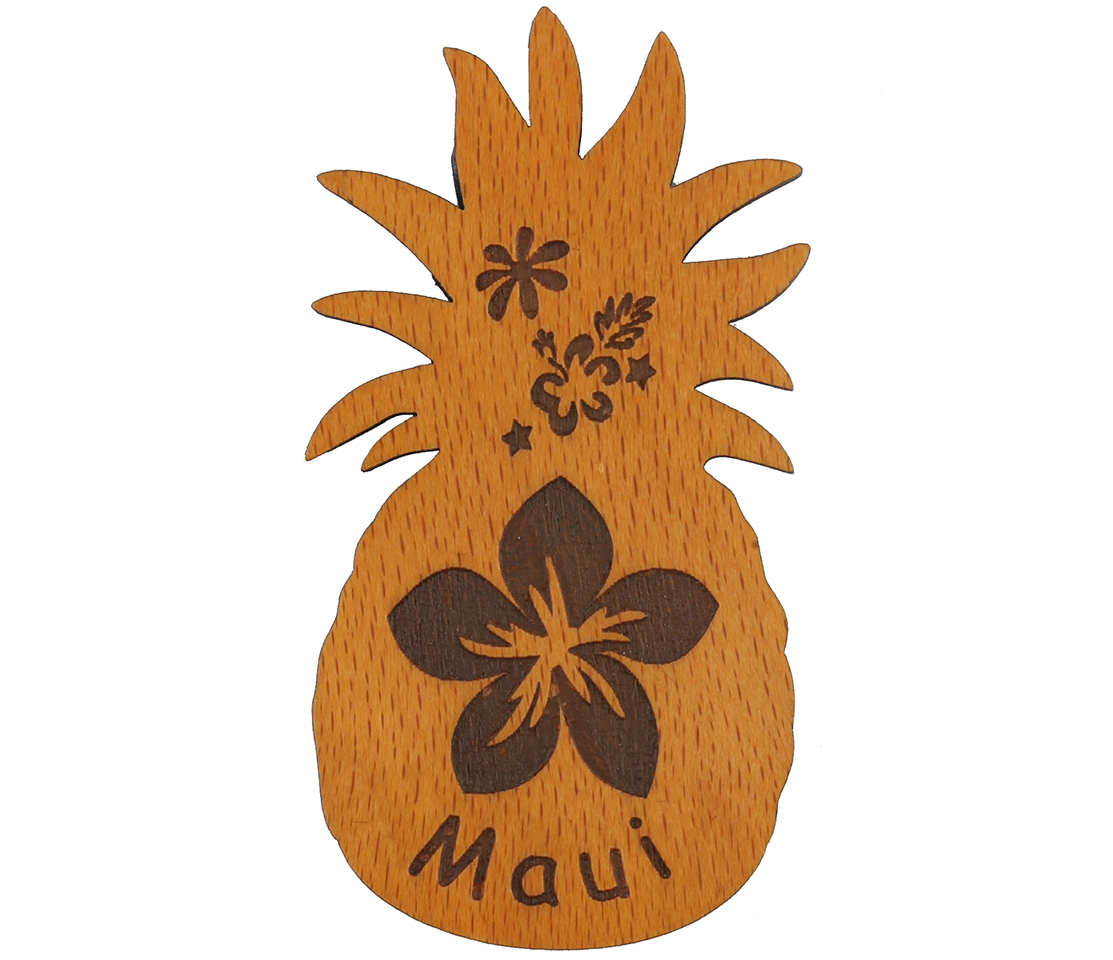 "Maui" Plumeria Pineapple Shape Magnet 8x4cm