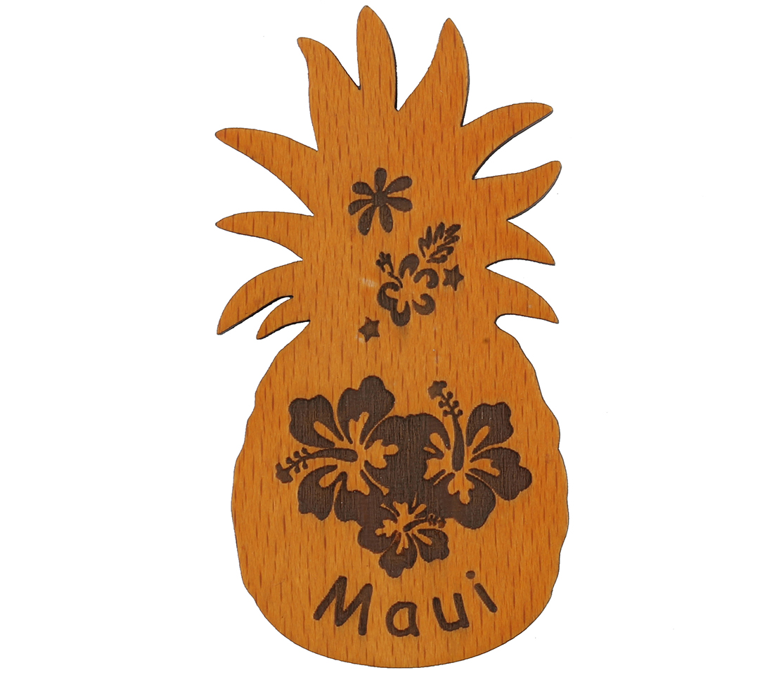 "Maui" Hibiscus Pineapple Shape Magnet 8x4cm