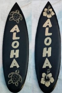 "Aloha" 12cm Assorted Wood Carved Surfboard Magnet