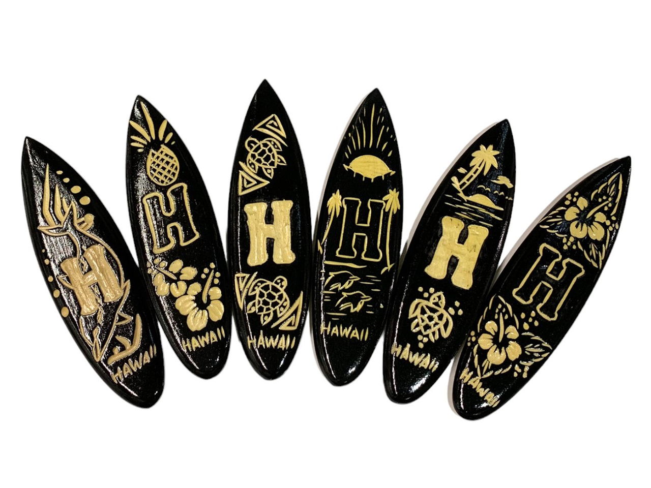 "H", Assorted 12cm Wood Carved Surfboard Magnet