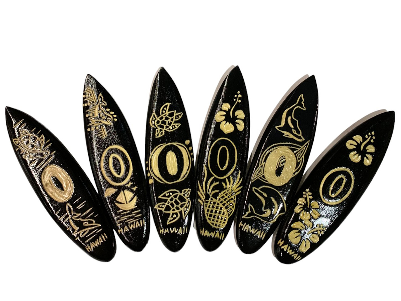 "O", Assorted 12cm Wood Carved Surfboard Magnet