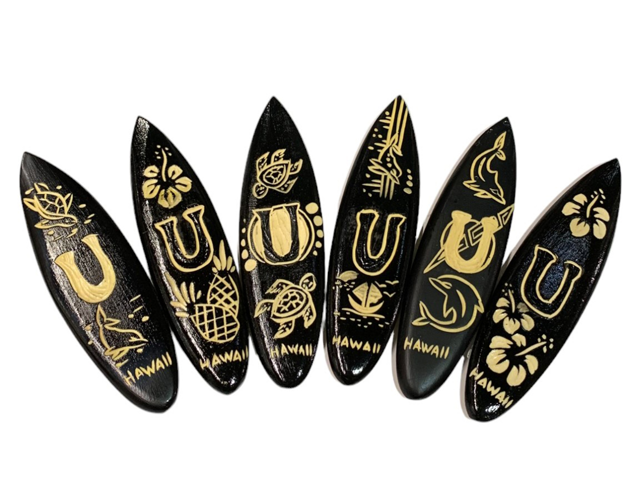 "U", Assorted 12cm Wood Carved Surfboard Magnet