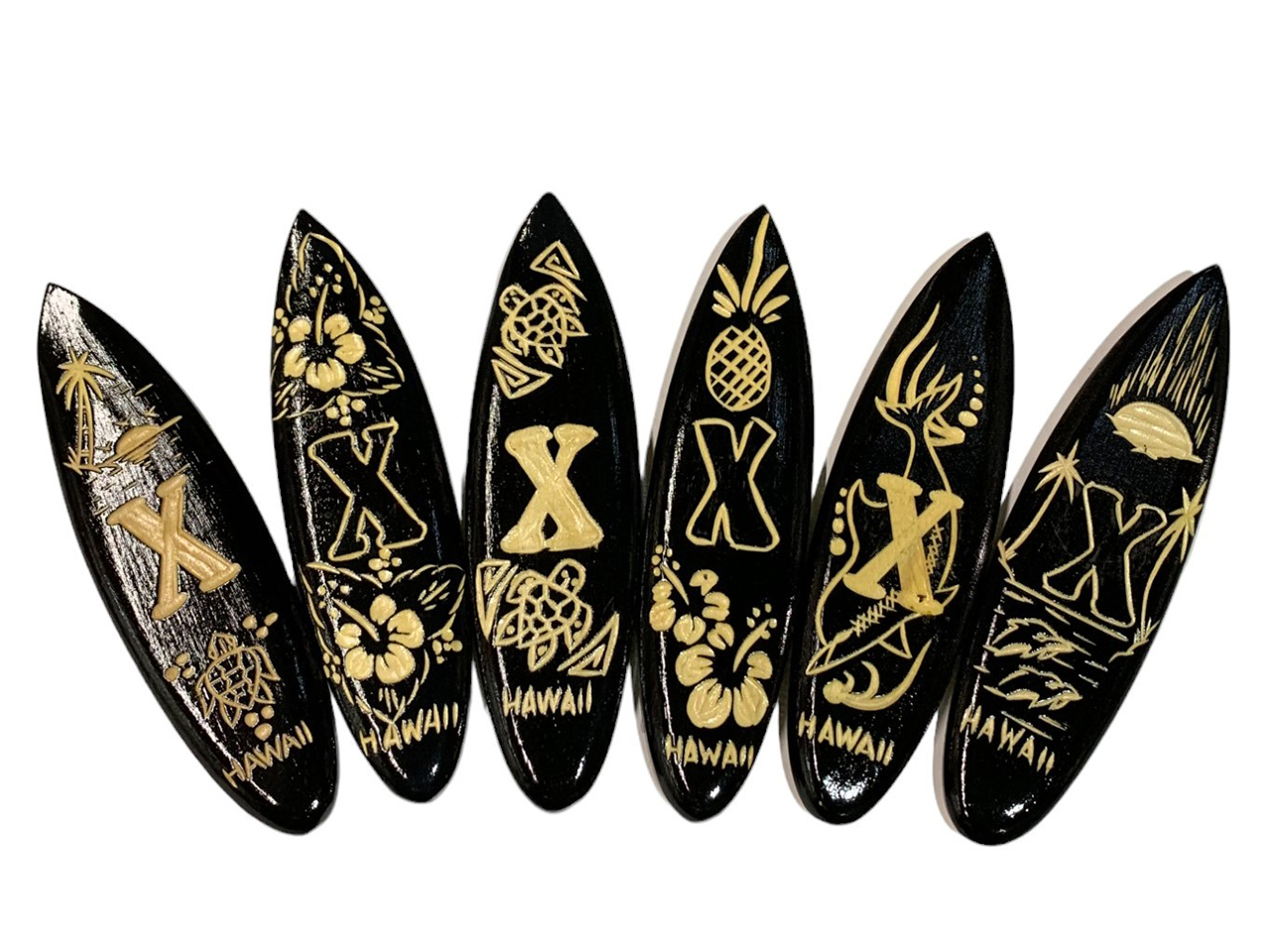 "X", Assorted 12cm Wood Carved Surfboard Magnet