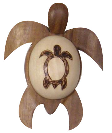 4" Wood Turtle Magnet w/ Turtle