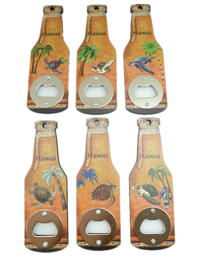 Assorted Hawaii Turtle Print Bottle Opener & Magnet - Click Image to Close