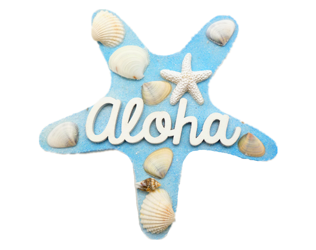 4.5" Star Shape "Aloha" Natural Sea Shell Magnet