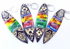 "Maui" Assorted 10cm Airbrushed Wood Surfboard Keychain