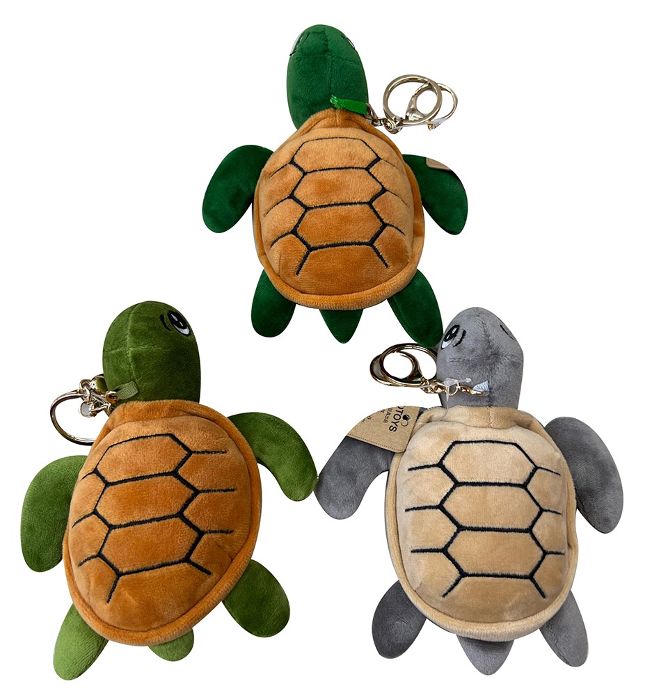 12cm Assorted Color Plush Stuffed Turtle Keychain, 180pcs/Box