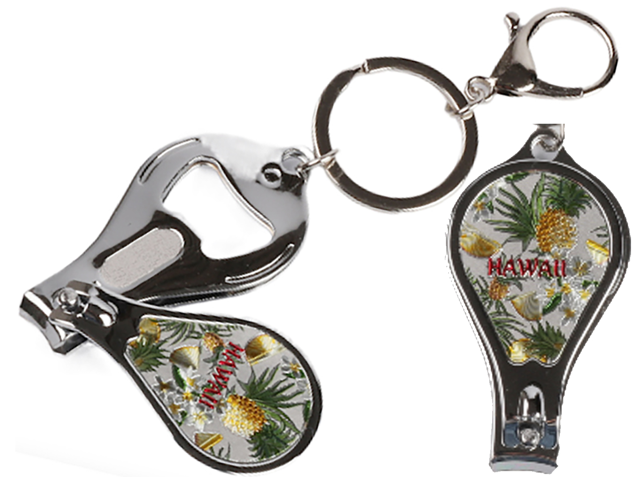 "Hawaii" Pineapple Print Nail Cutter Keychain / Bottle Opener