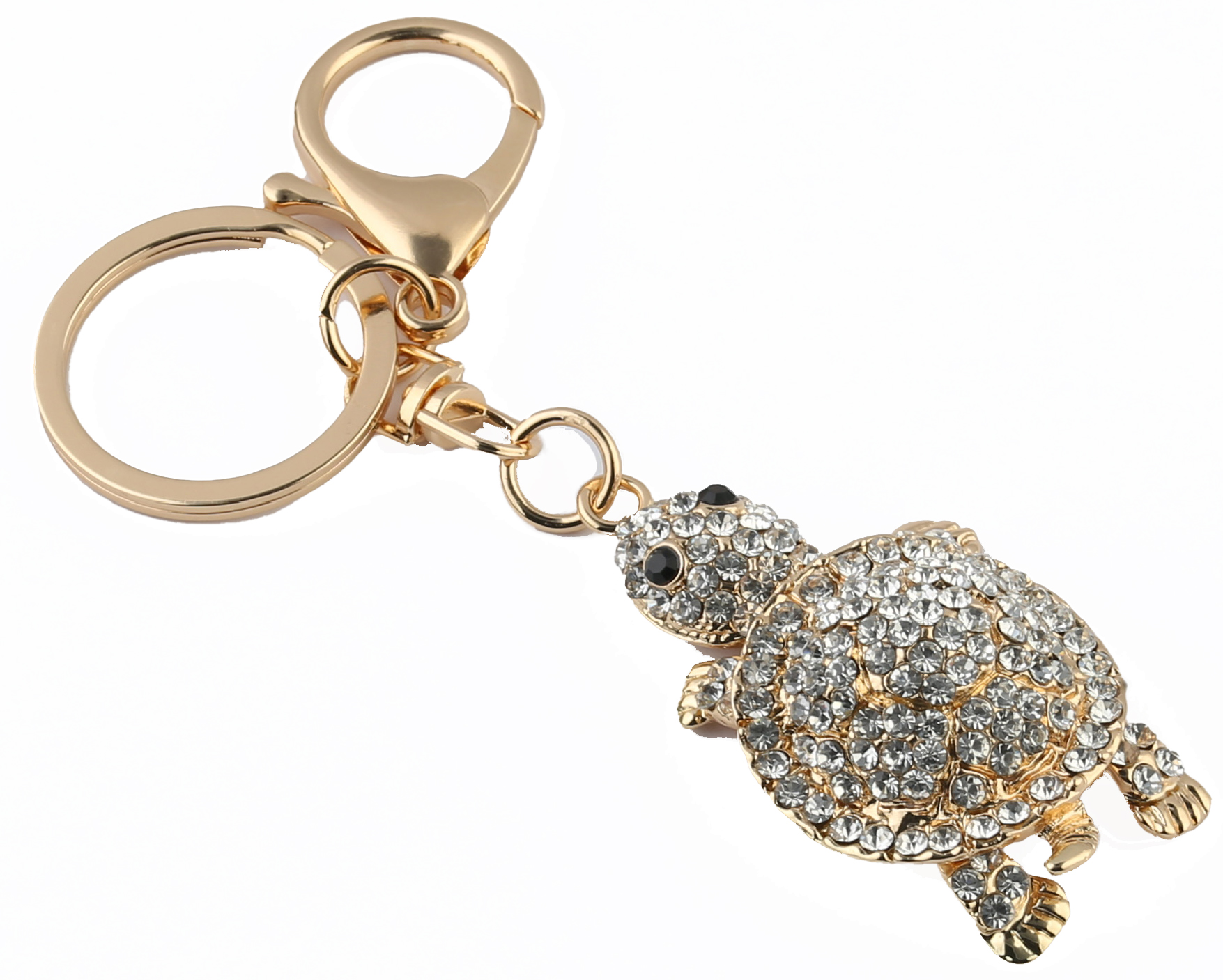 Clear Crystal Turtle w/ Moveable Arms & Tail Metal Keychain