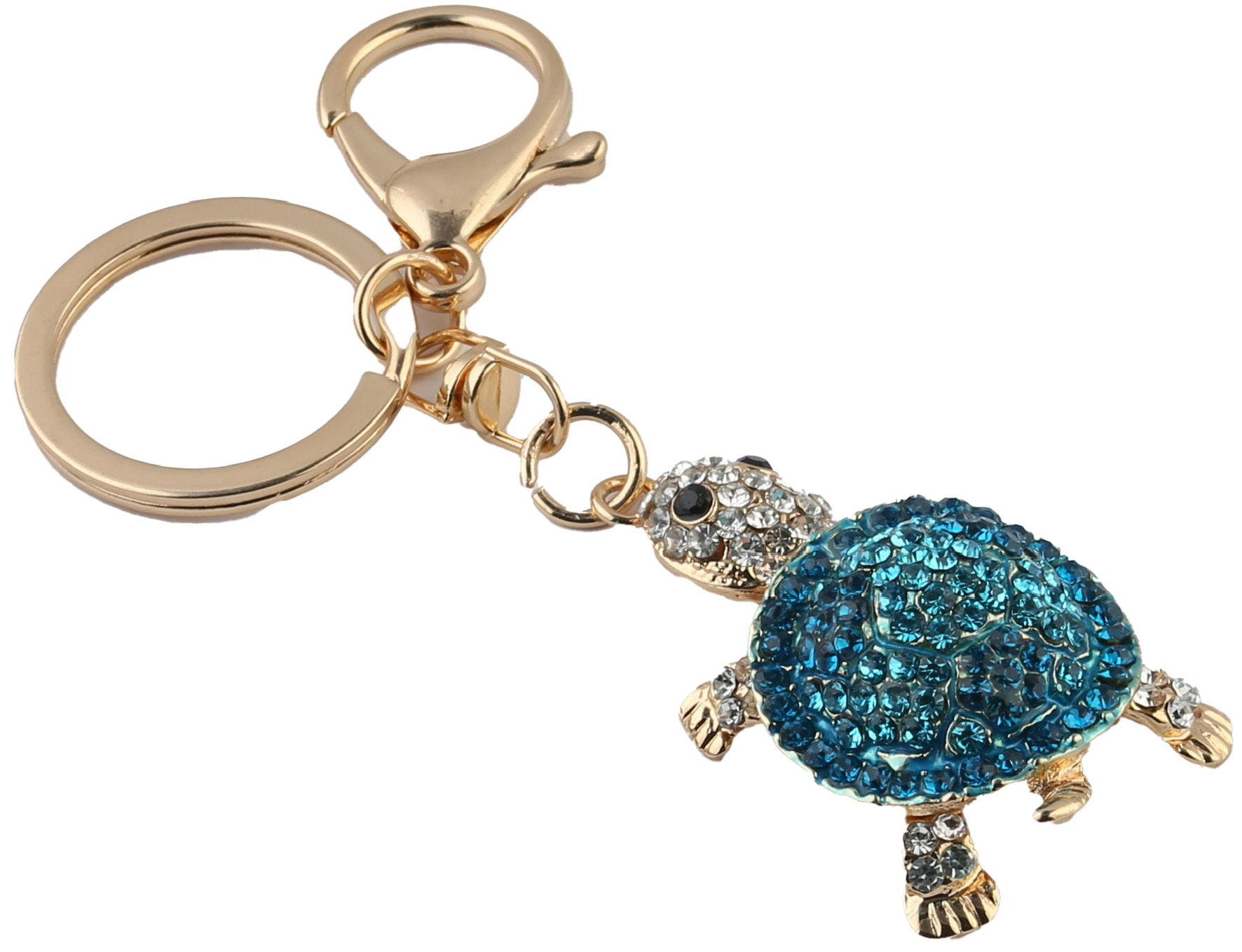 Blue Crystal Turtle w/ Moveable Arms & Tail Metal Keychain