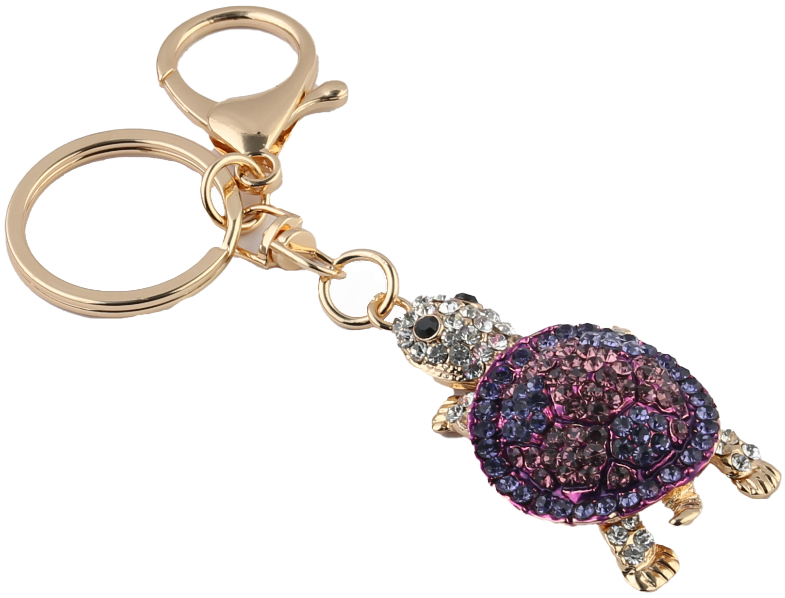 Purple Crystal Turtle w/ Moveable Arms & Tail Metal Keychain