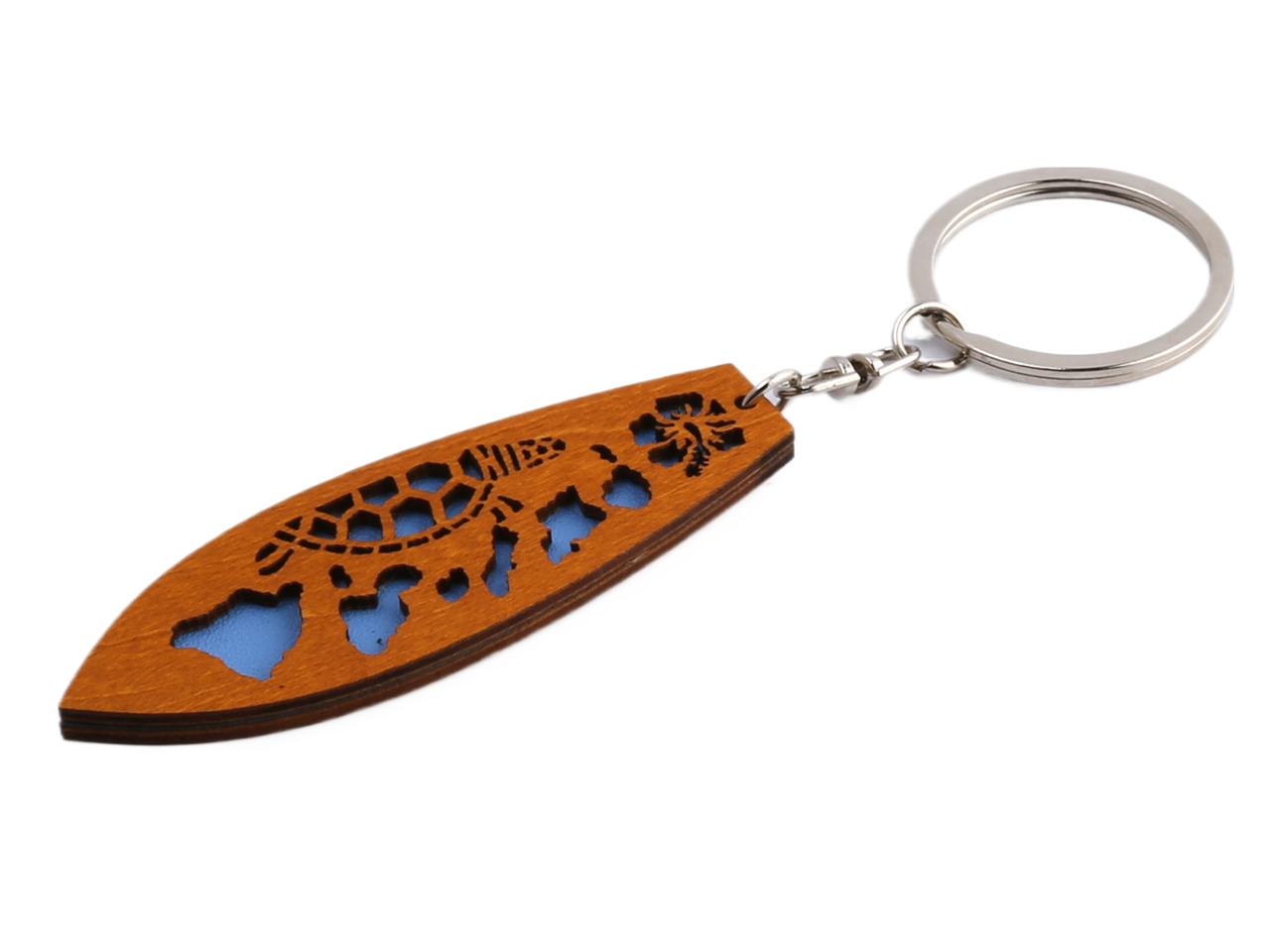 Sea Turtle & Island Map Wood Cutout Surfboard Keychain MOQ-12