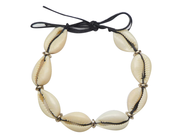 Natural Cowrie Shell with Black Cord Anklet and Bracelet - Click Image to Close