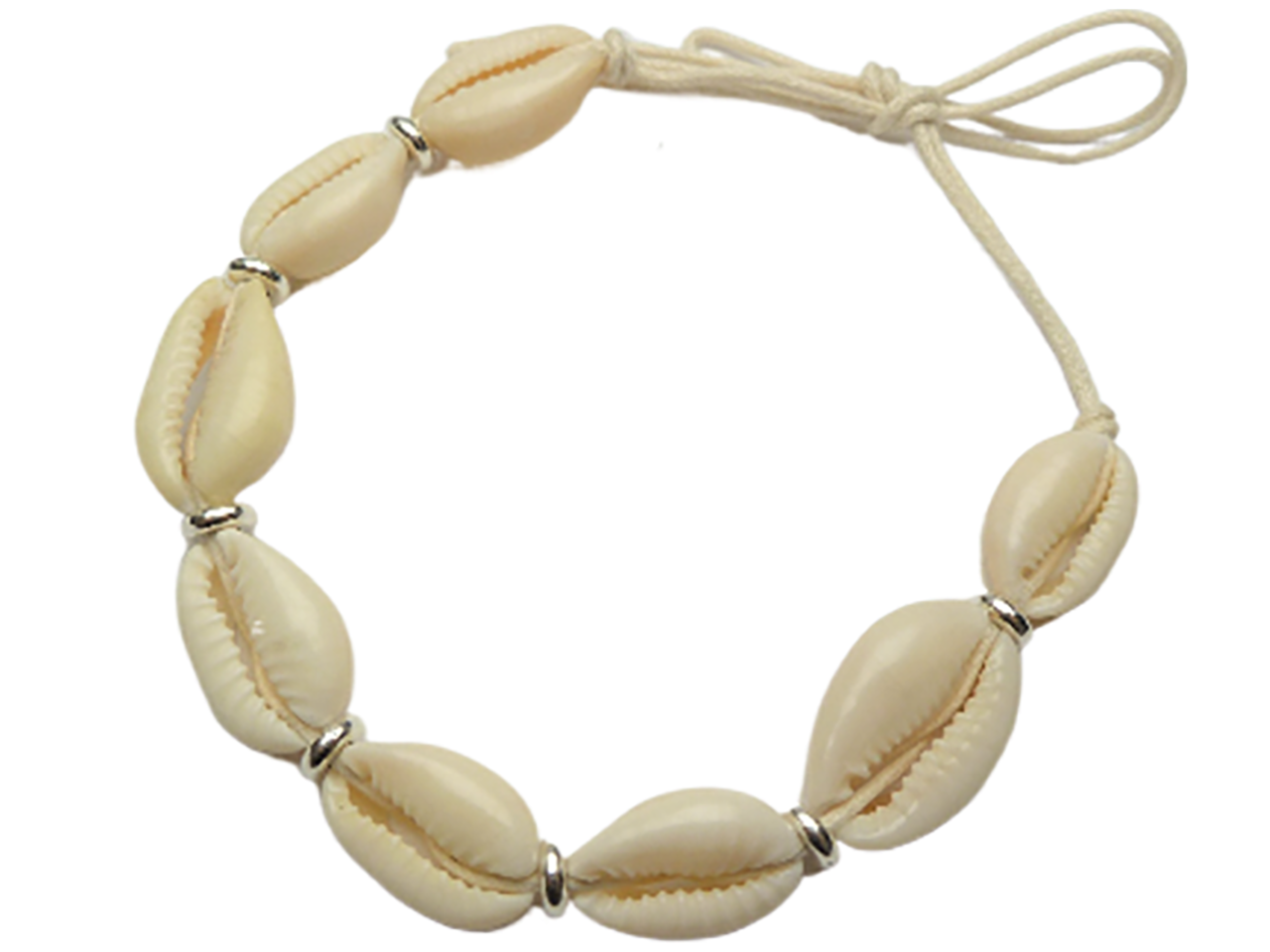 Natural Cowrie Shell with Cream Cord Anklet and Bracelet - Click Image to Close