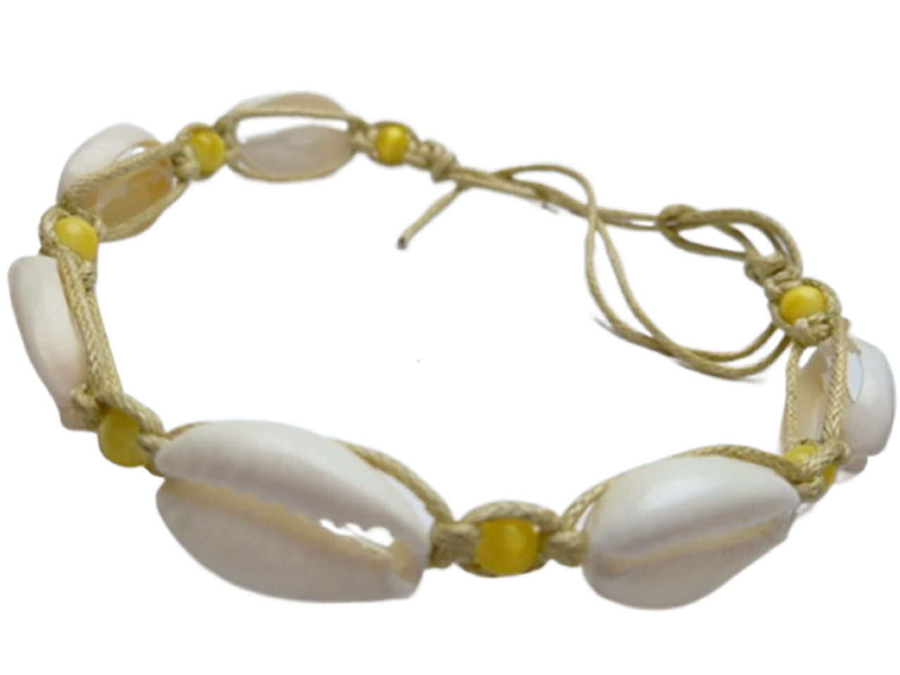 Natural Cowrie Shell Bracelet / Anklet w/ Yellow Beads
