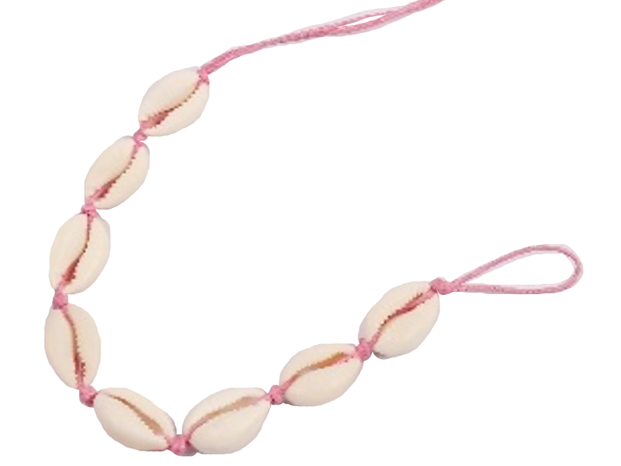 Cowrie Shell Bracelet / Anklet on Adjustable Pink Cord Loop - Click Image to Close