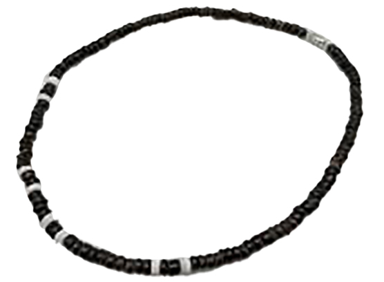 4-5mm Black Coconut & White Shell Beads Necklace 18"