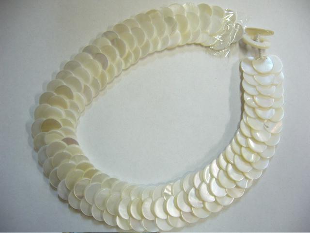 15mm White Coin Tier Mother of Pearl Necklace