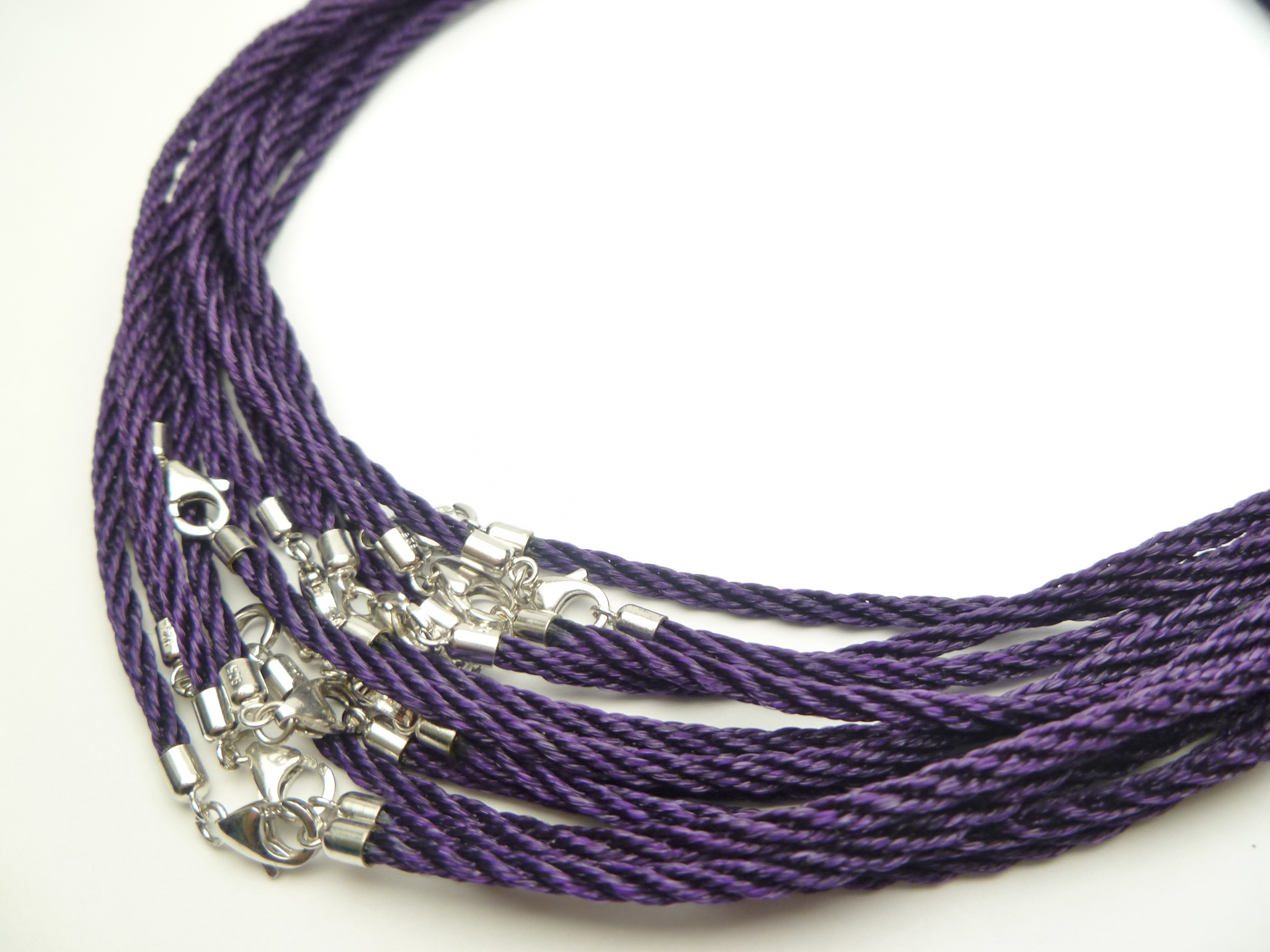 2mm Purple Satin w/ 925 silver clasp