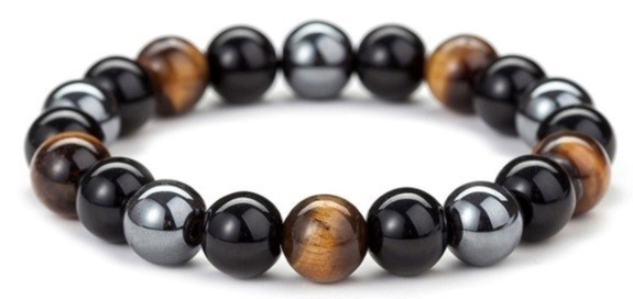 8mm Onyx, Tiger Eye & Hematite Bracelet - Click Image to Close