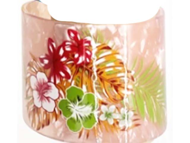 50mm Pink Color Floral Faux Shell Bangle Cuff