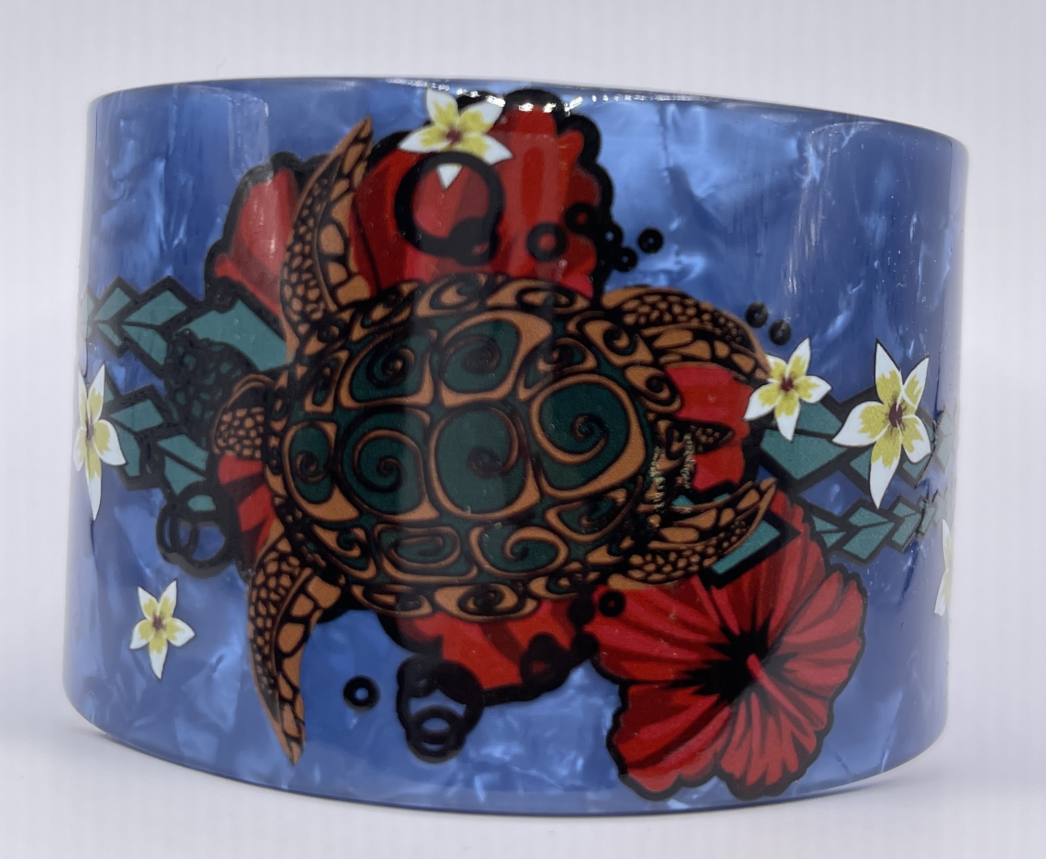 50mm Assorted Color Floral Faux Shell Bangle Cuff