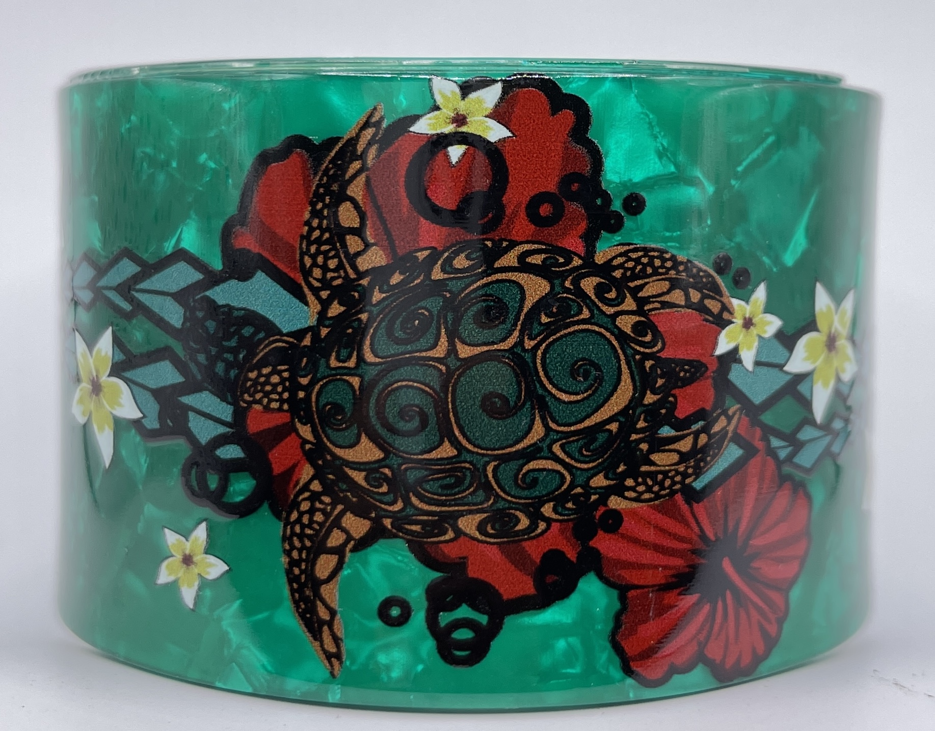 50mm Assorted Color Floral Faux Shell Bangle Cuff