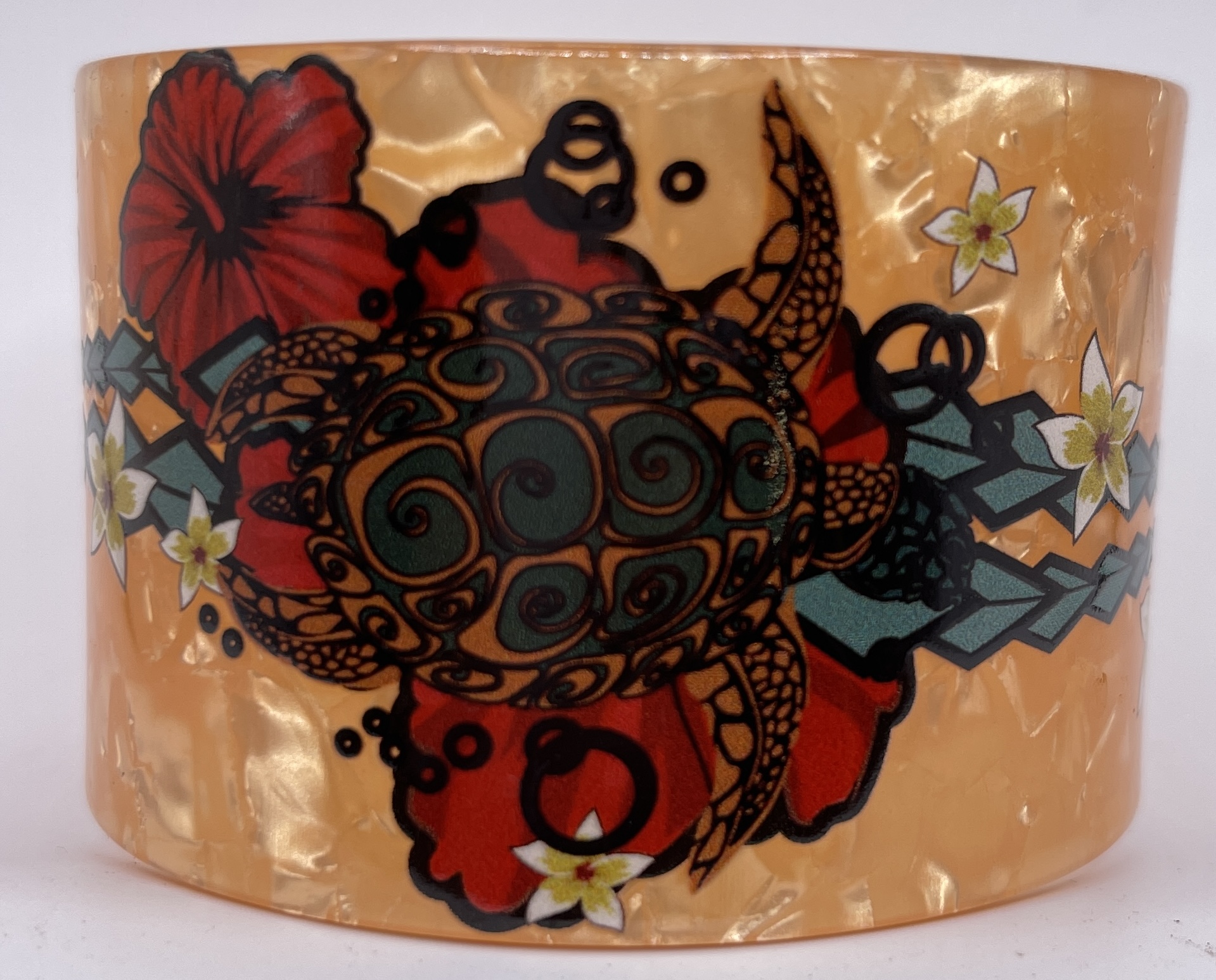 50mm Assorted Color Floral Faux Shell Bangle Cuff