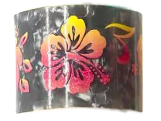 50mm Black Hibiscus Floral Faux Shell Bangle Cuff