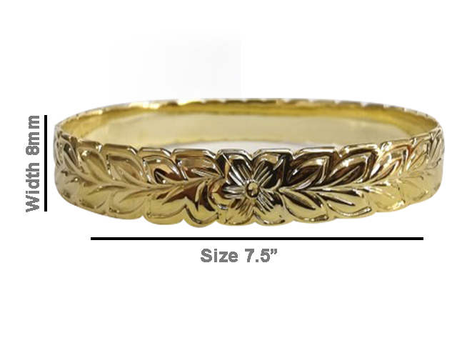 Size 7.5 - 8mm 18K Gold Filled Hawaiian Style Cooper Bangle, 3pc