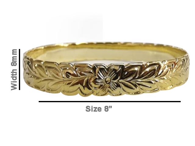 Size 8 - 8mm 18K Gold Filled Hawaiian Style Cooper Bangle, 3pcs/