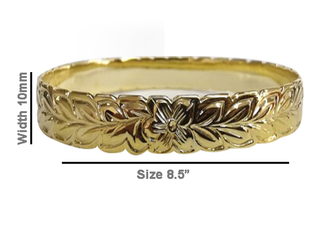 Size 8.5 - 10mm 18K Gold Filled Hawaiian Style Cooper Bangle, 3p