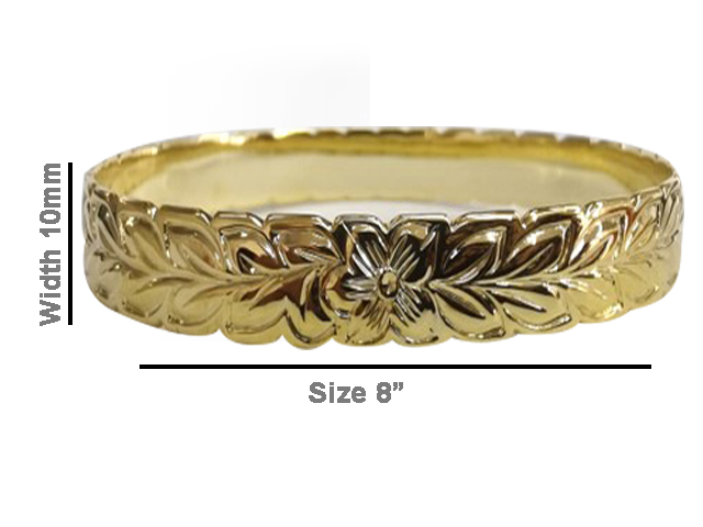 Size 8 - 10mm 18K Gold Filled Hawaiian Style Cooper Bangle, 3pcs