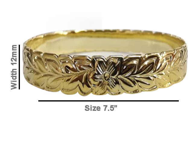 Size 7.5 - 12mm 18K Gold Filled Hawaiian Style Cooper Bangle, 3p