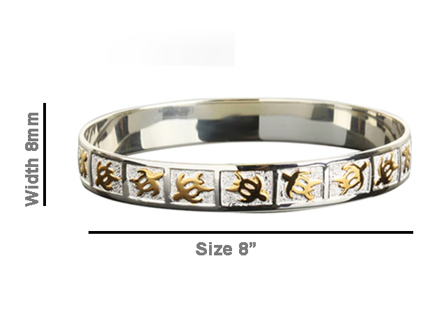 Size 8- 8mm Turtle 18K Gold Filled & Silver Plated Copper Bangle