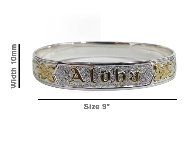 Size 9- 10mm "Aloha" 18K Gold Filled & Silver Plated Copper Bang