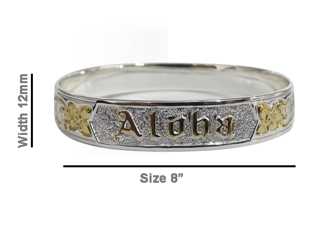 Size 8- 12mm "Aloha" 18K Gold Filled & Silver Plated Copper Bang - Click Image to Close