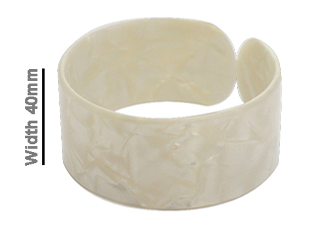 40mm White Faux Turtle Shell Bangle Cuff