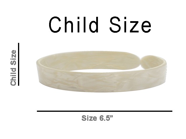 Children Size 6.5"- 5mm White Faux Turtle Shell Bangle Cuff