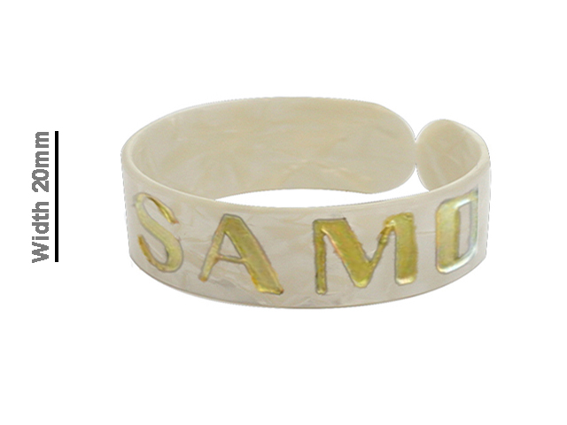 20mm "SAMOA" White Faux Turtle Shell Bangle Cuff