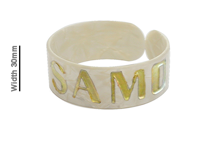 30mm "SAMOA" White Faux Turtle Shell Bangle Cuff