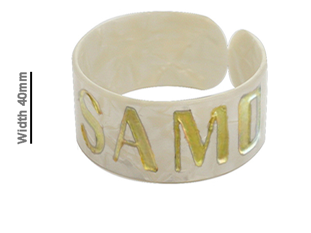 40mm "SAMOA" White Faux Turtle Shell Bangle Cuff