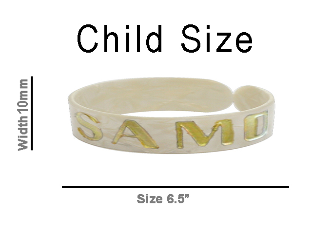 Children Size 6.5" - 10mm "SAMOA" White Faux Turtle Shell Bangle