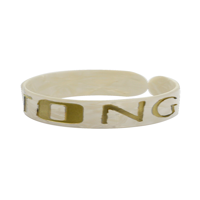 10mm "TONGA" White Faux Turtle Shell Bangle Cuff