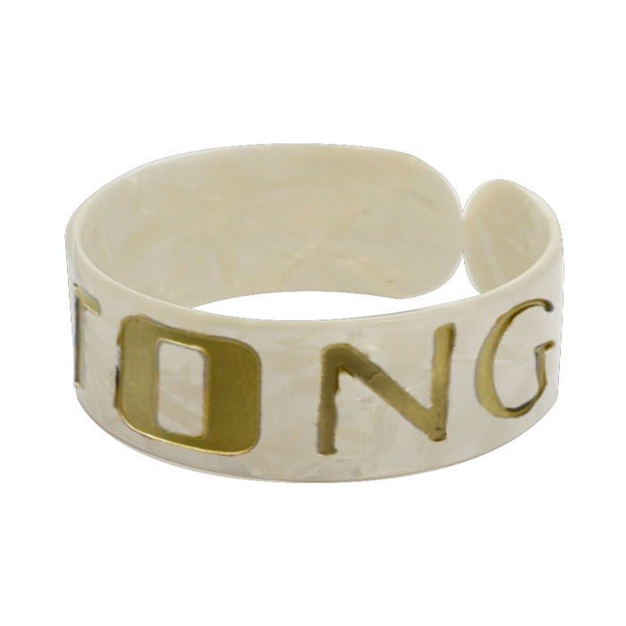 20mm "TONGA" White Faux Turtle Shell Bangle Cuff